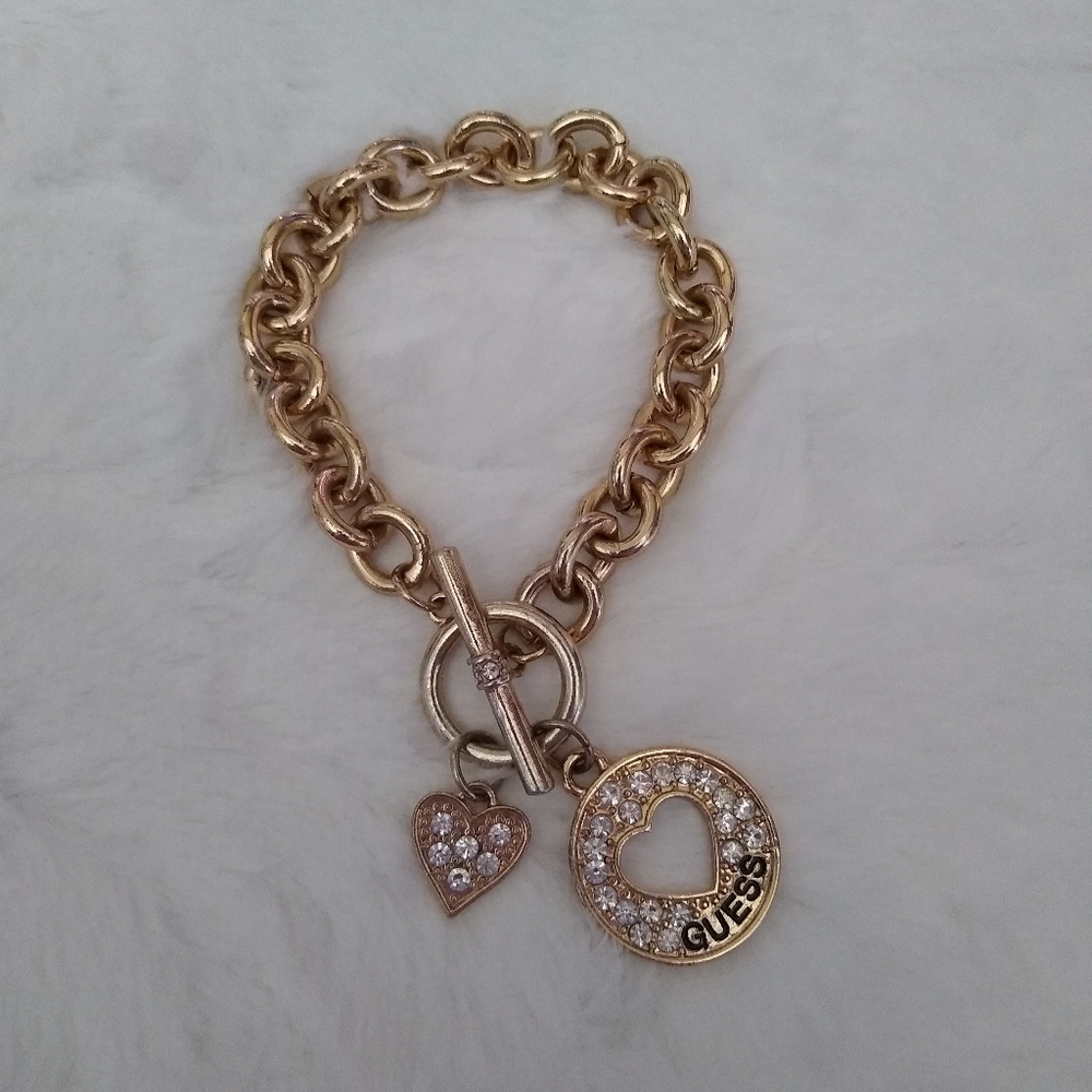Guess Rhinestone Heart Toggle Bracelet - Picture 2 of 6